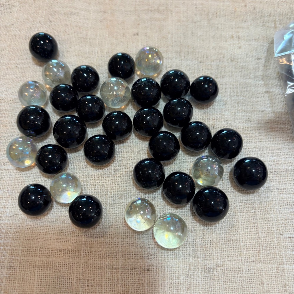 Vintage Style Glass Marbles Bulk Lot Black and Iridescent Clear Round 3lb+